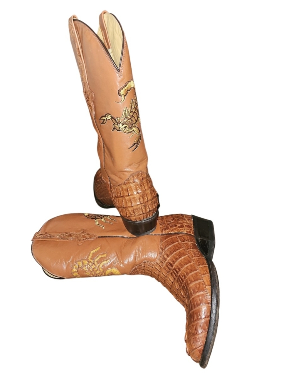 El Alacrán de Durango Western Boots Exotic Caiman Tail 8.5 Cognac Style 7934 - Picture 5 of 17